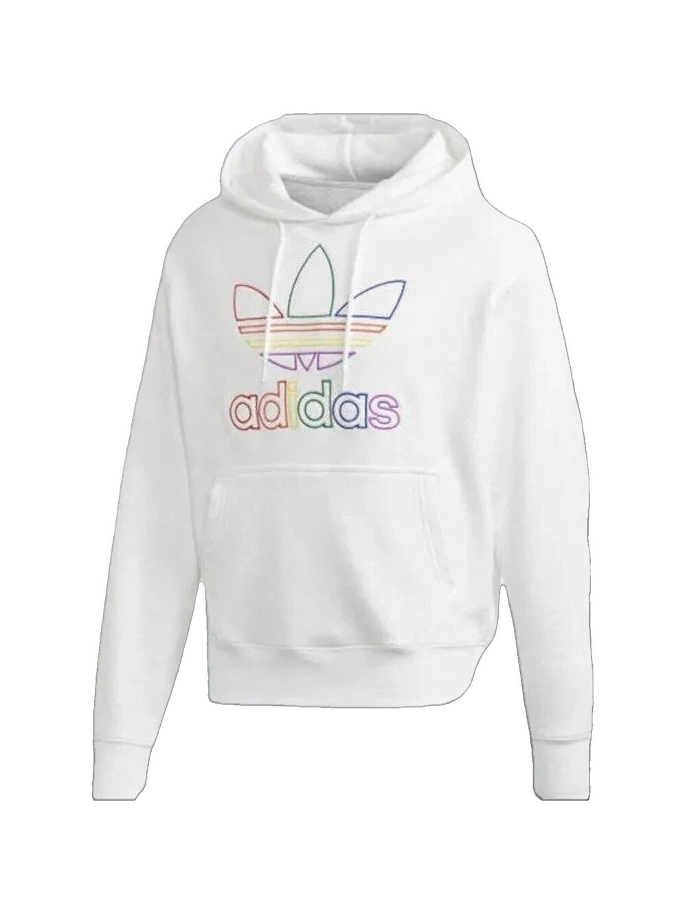Adidas Originals Pride Rainbow Trefoil Logo Hoodie White Unisex Small Sweatshirt